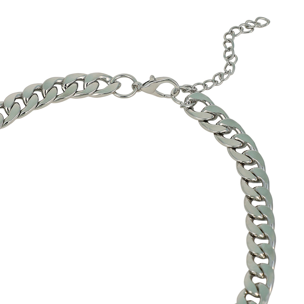 SOHI Women's The Petra-Chain Collar Necklace - Chrome Silver
