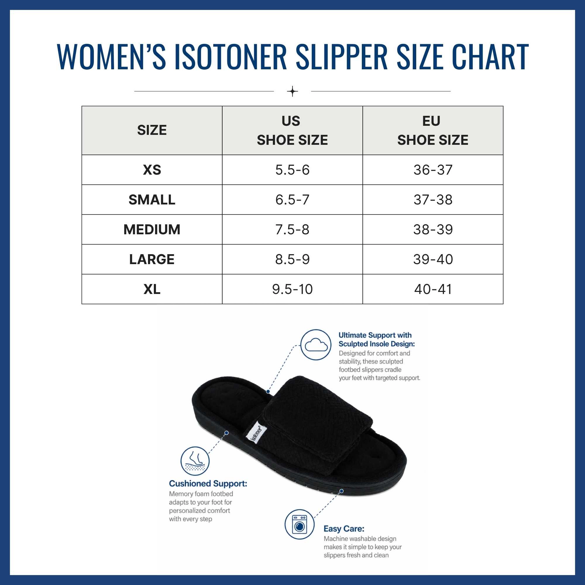 Isotoner Women's Sculpted Terry Adjustable Open Toe Slide Slippers