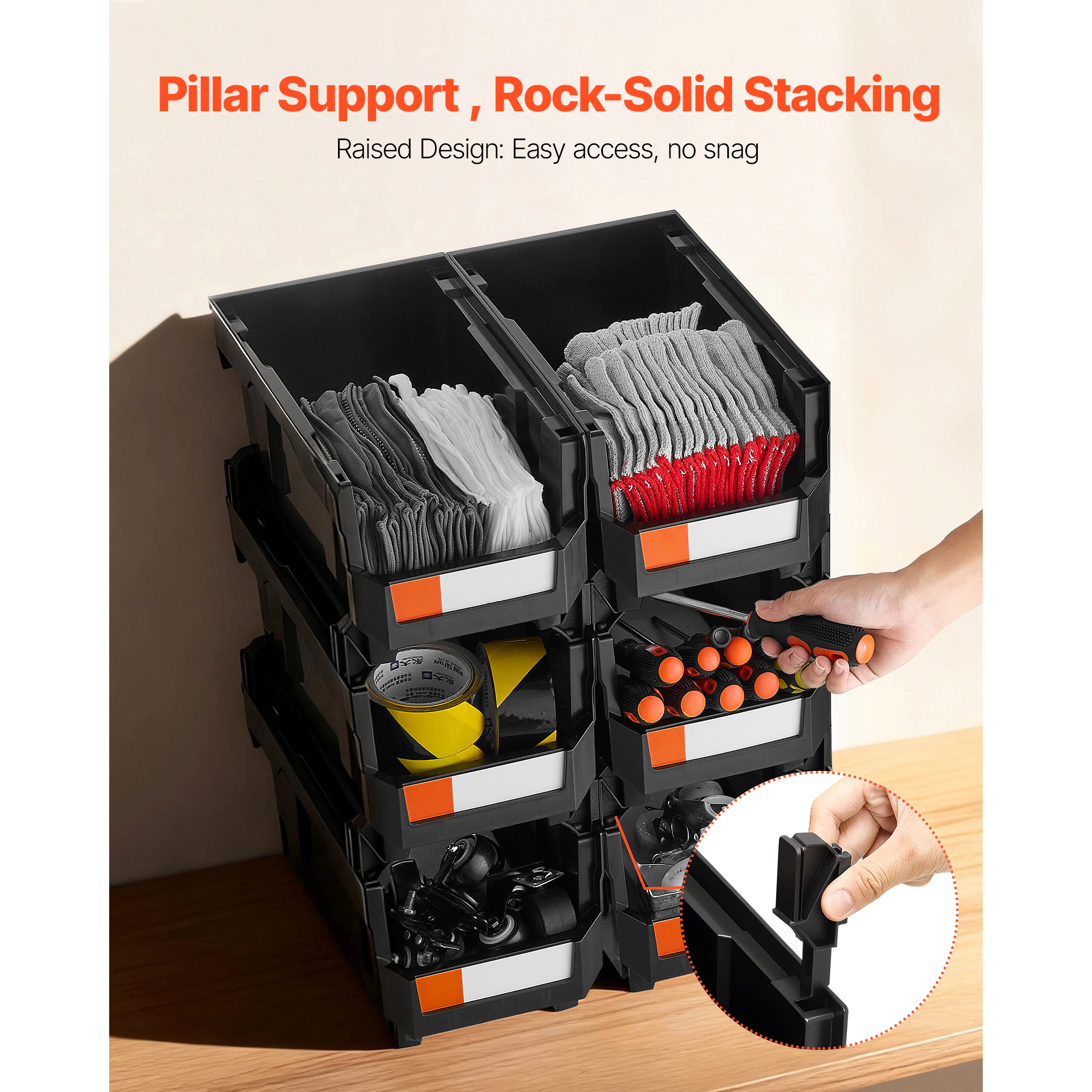 HONGGE Plastic Stackable Storage Bins Plastic Containers for Organizing Storage Bins for Closet Garage Small Parts