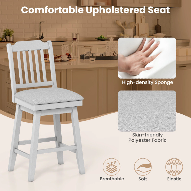 Hivvago Stylish 25-Inch Counter Height Stools with Cushioned 360° Rotating Seat - Set of 2