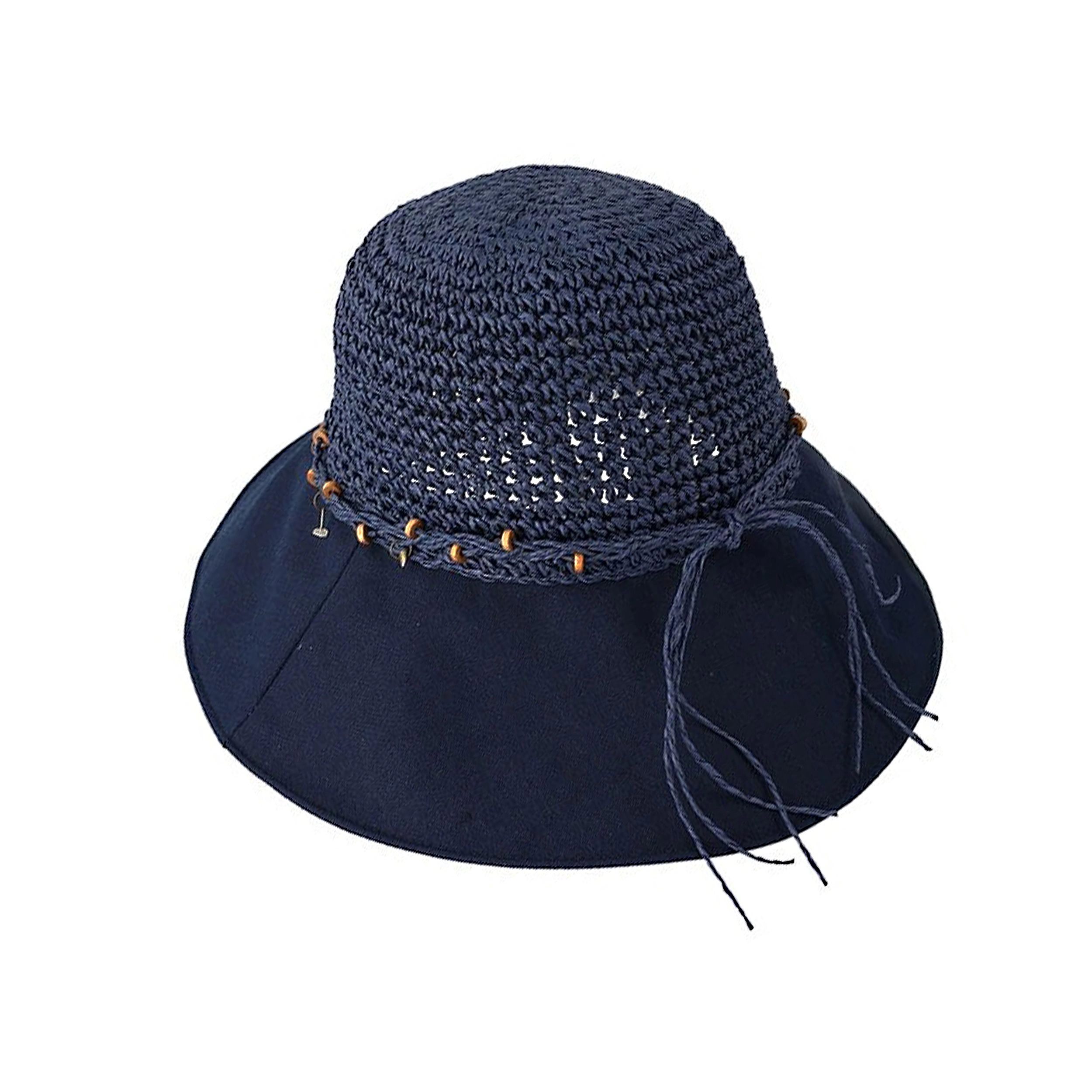 Anna-Kaci Women's Women Wide Brim Straw Sun Hat Breathable Crochet Summer Hat with Decorative Band