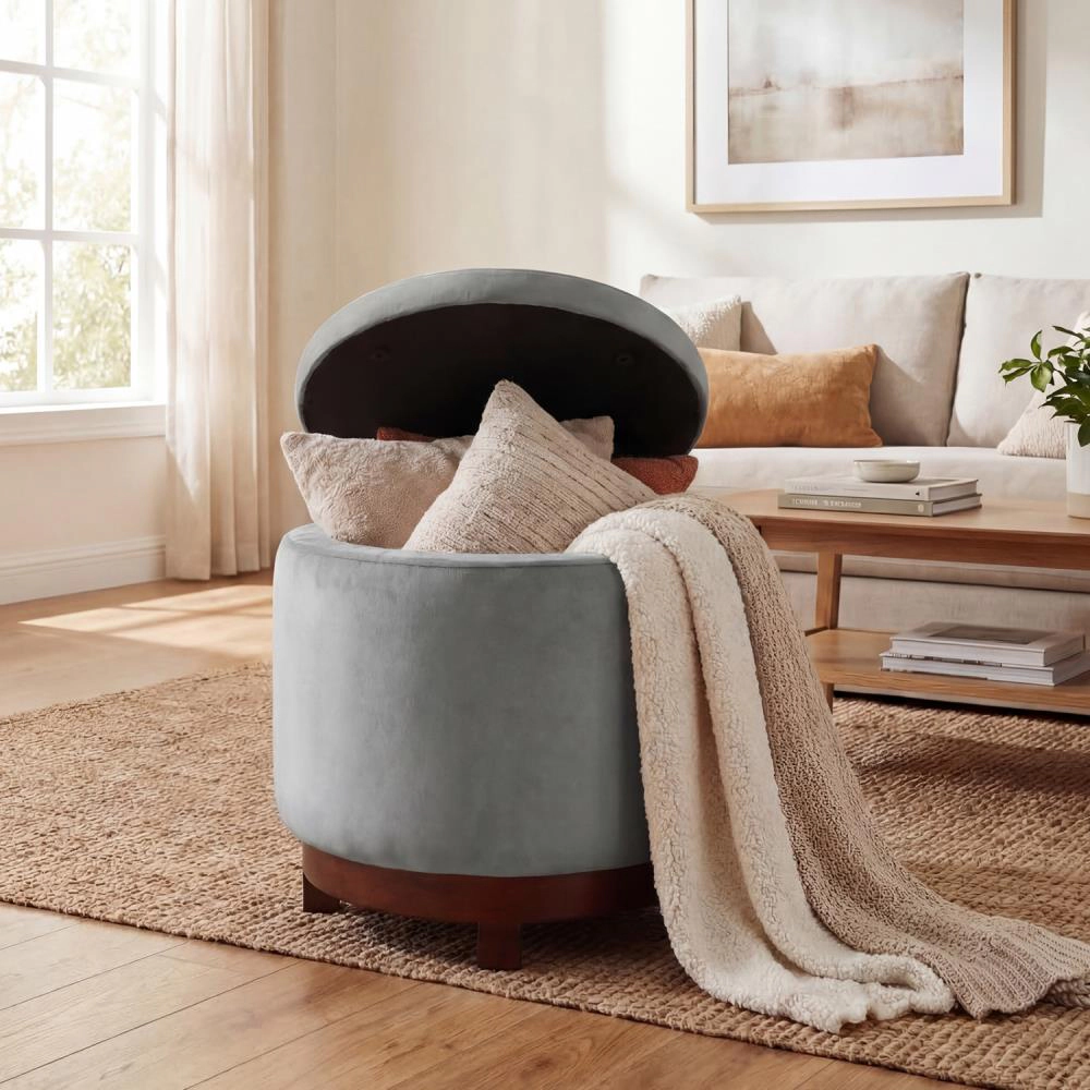 Hivvago 360° Swivel Velvet Foot Rest With Hidden Storage For Living Room