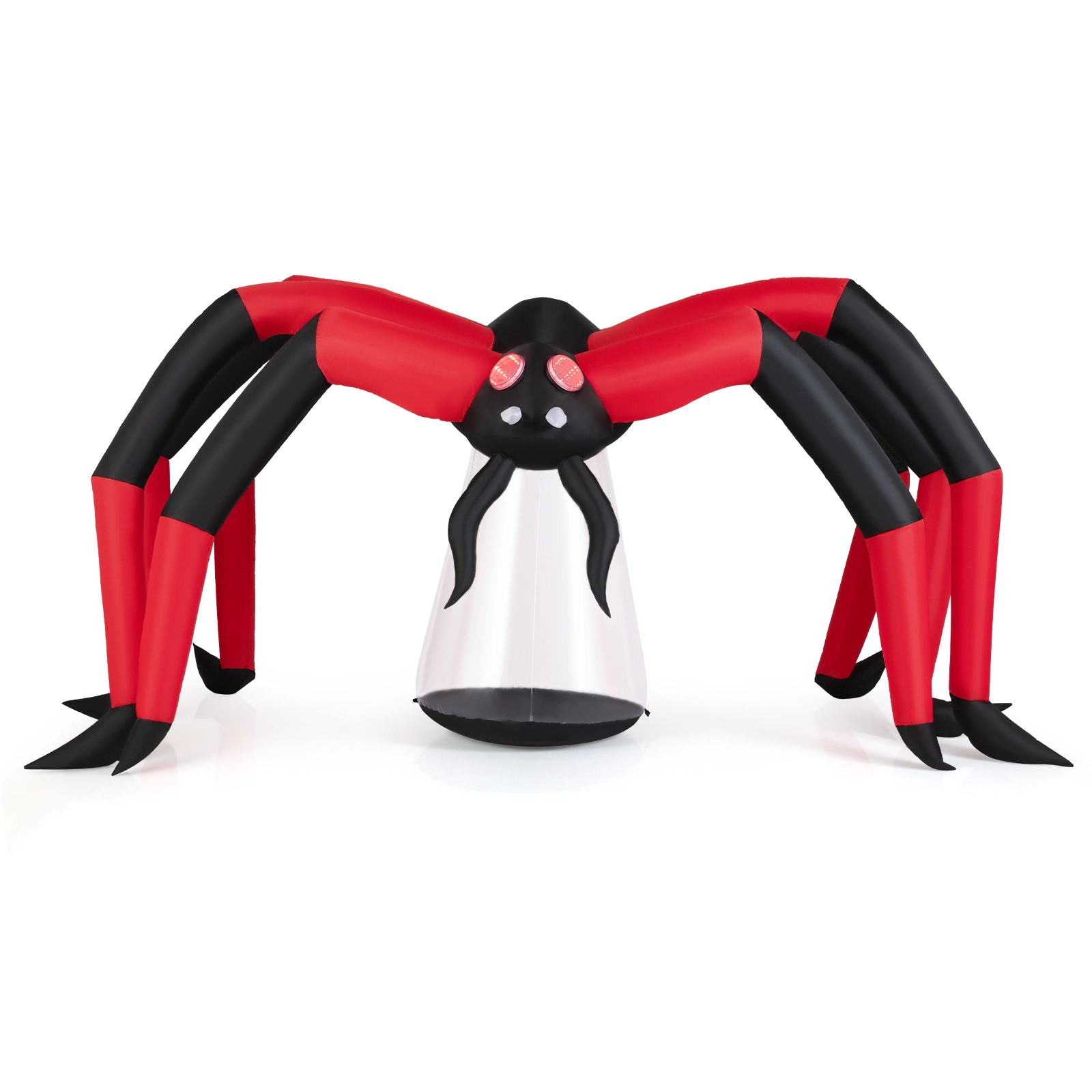 SUGIFT 10-Ft Black and Red Inflatable Halloween Spider with Red LED Tunnel Eyes