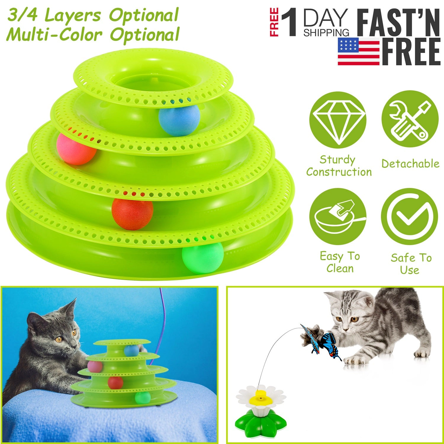 GBruno 4-Layer Interactive Cat Track Tower Toy