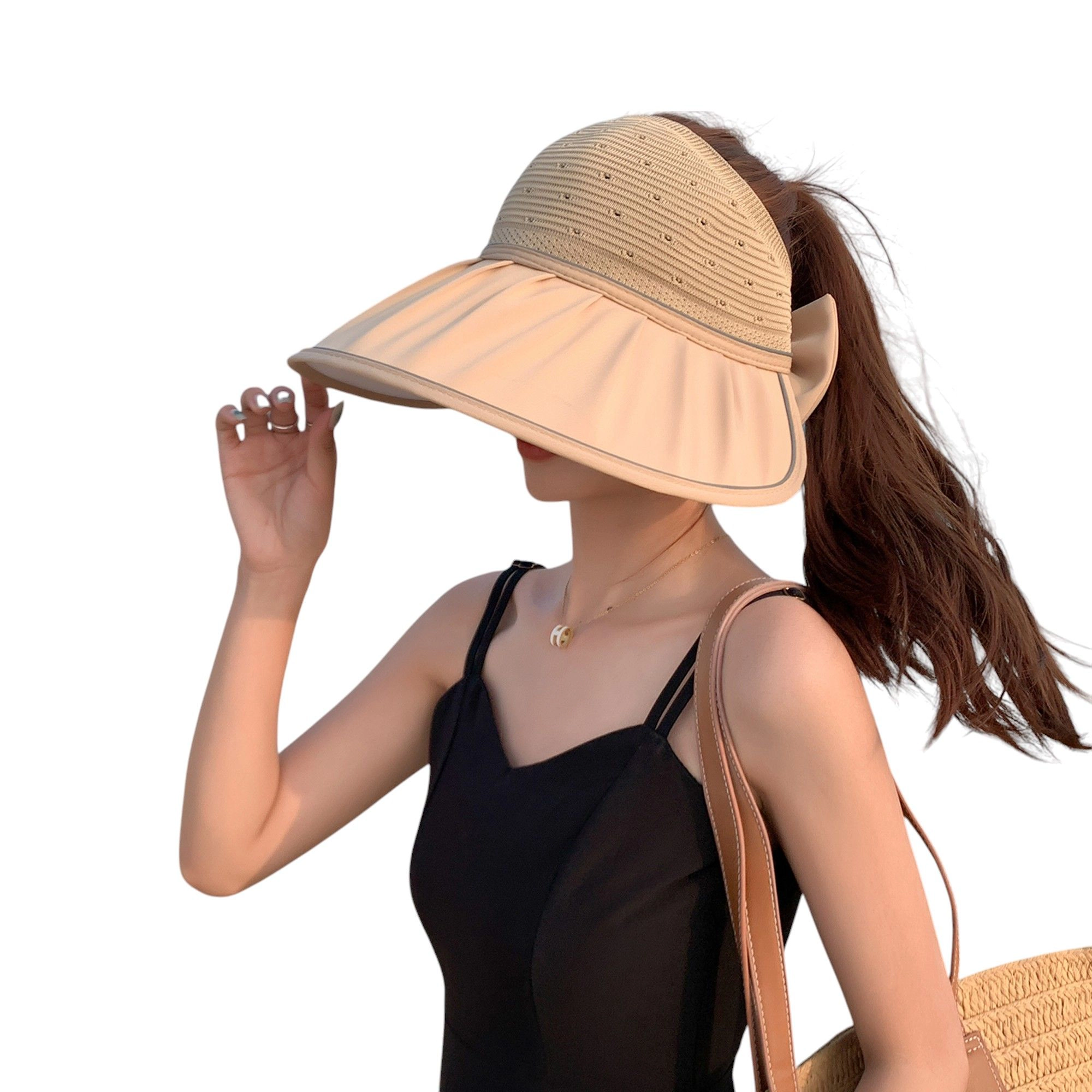 Anna-Kaci Women's Extra Wide Brim Sun Visor Hat Adjustable UV Protection Bow Detail Breathable Summer Beach Hat