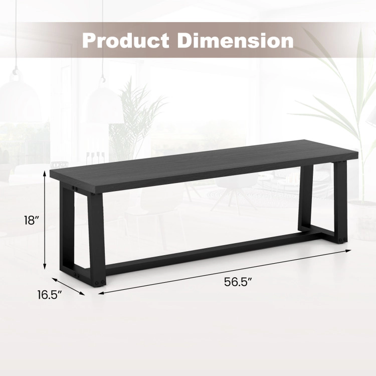 Hivvago Wood Dining Bench with Metal Frame and Adjustable Footpads
