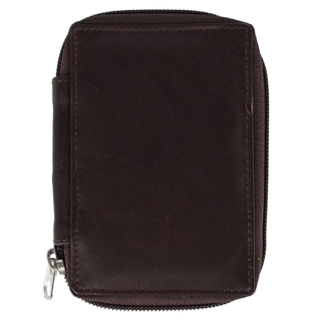 CTM Leather Zip Around Key Case with Card Slot