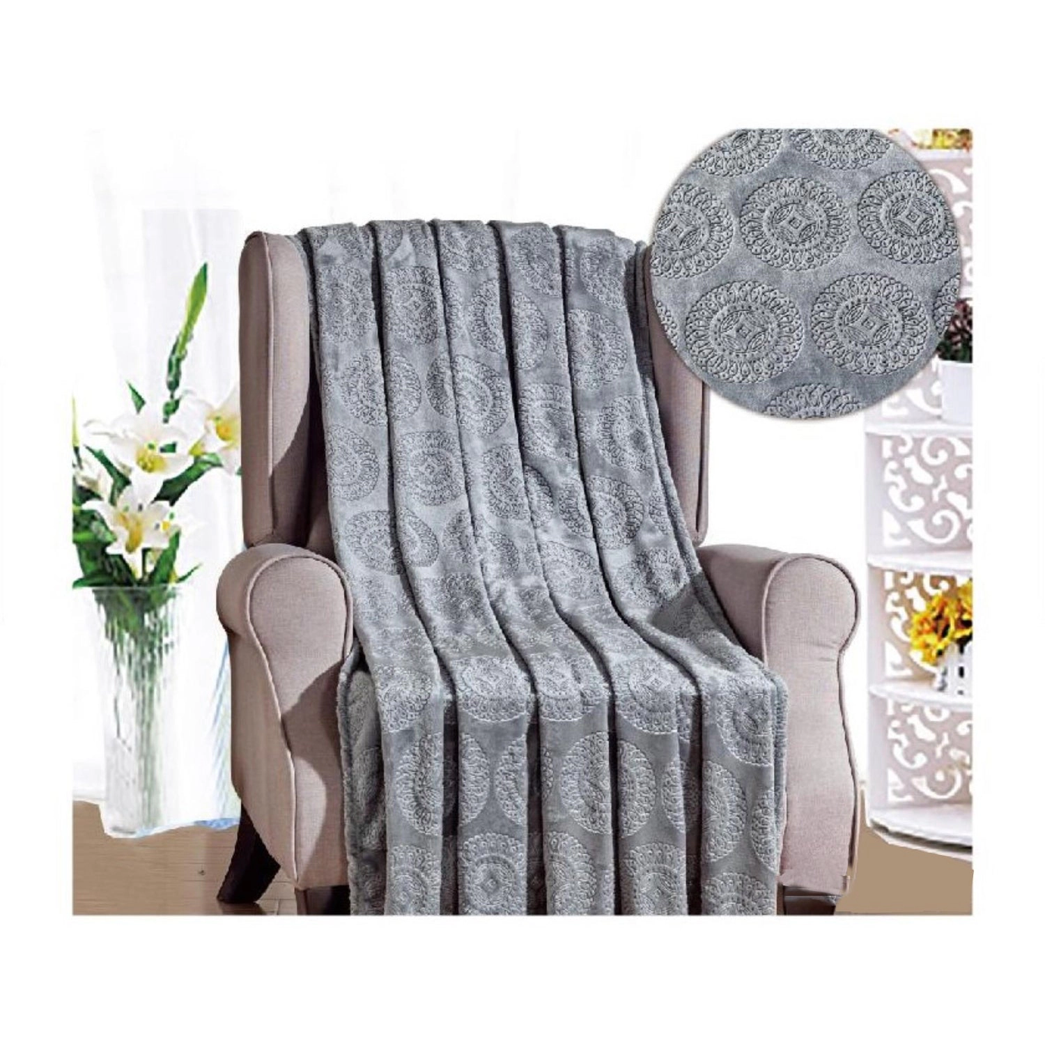 Ceasar Soft Plush Contemporary Embossed Collection All Season Throw 50"x60