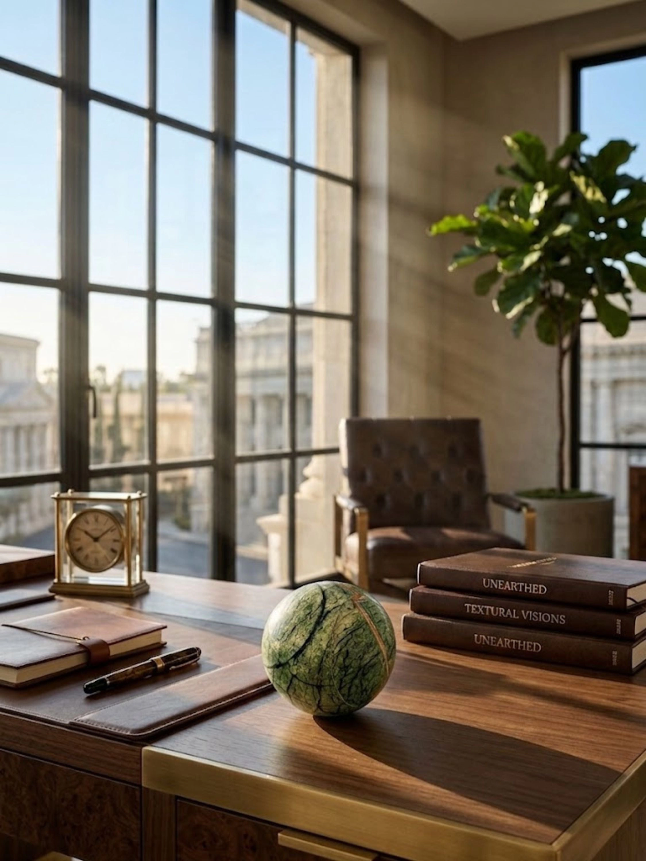 GAURI KOHLI Forest Green Marble Sphere Object