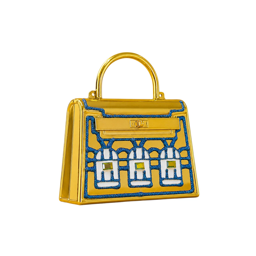 Fashnzfab Rhinestone Embellished Structured Mini Crossbody Handbag