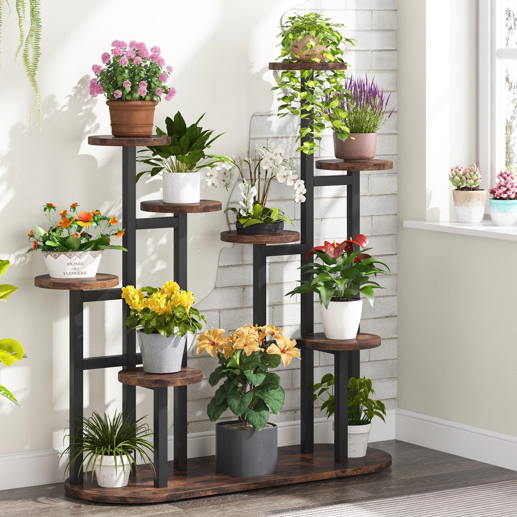 Tribesigns Multi-Tiered Plant Stand, 11 Potted Plant Shelf Flower Stands
