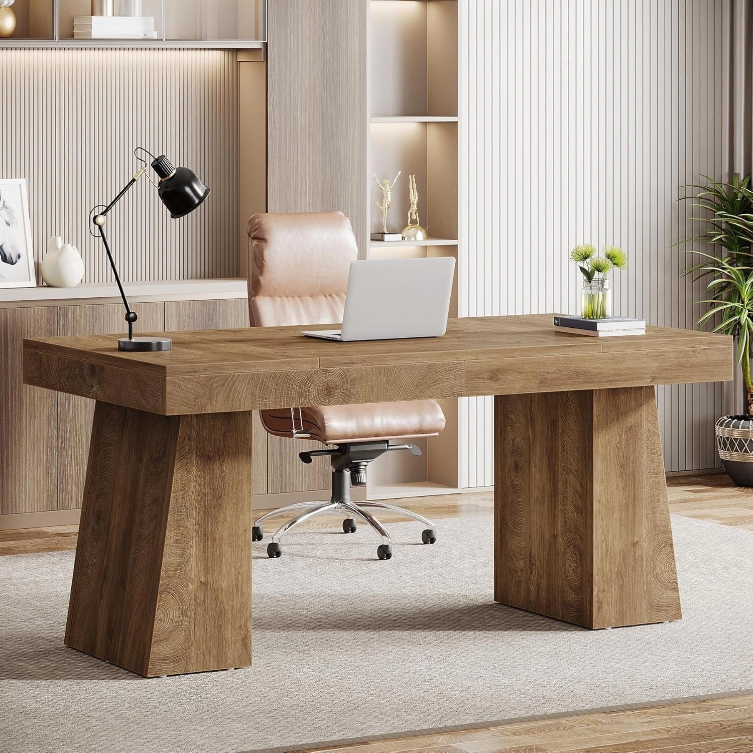 Tribesigns 55" Executive Desk, Modern Wood Computer Desk Workstation Desk