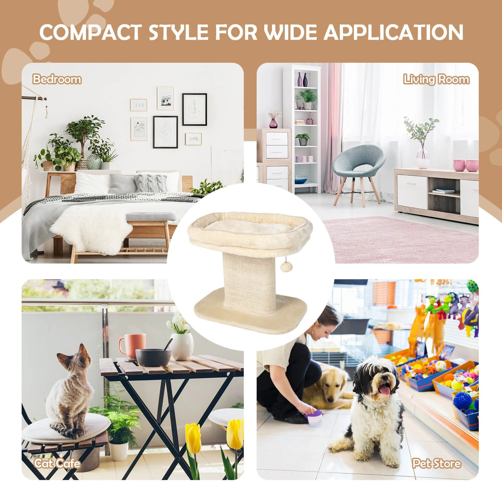 SlickBlue Compact Cat Tree with Plush Perch and Sisal Scratching Pad