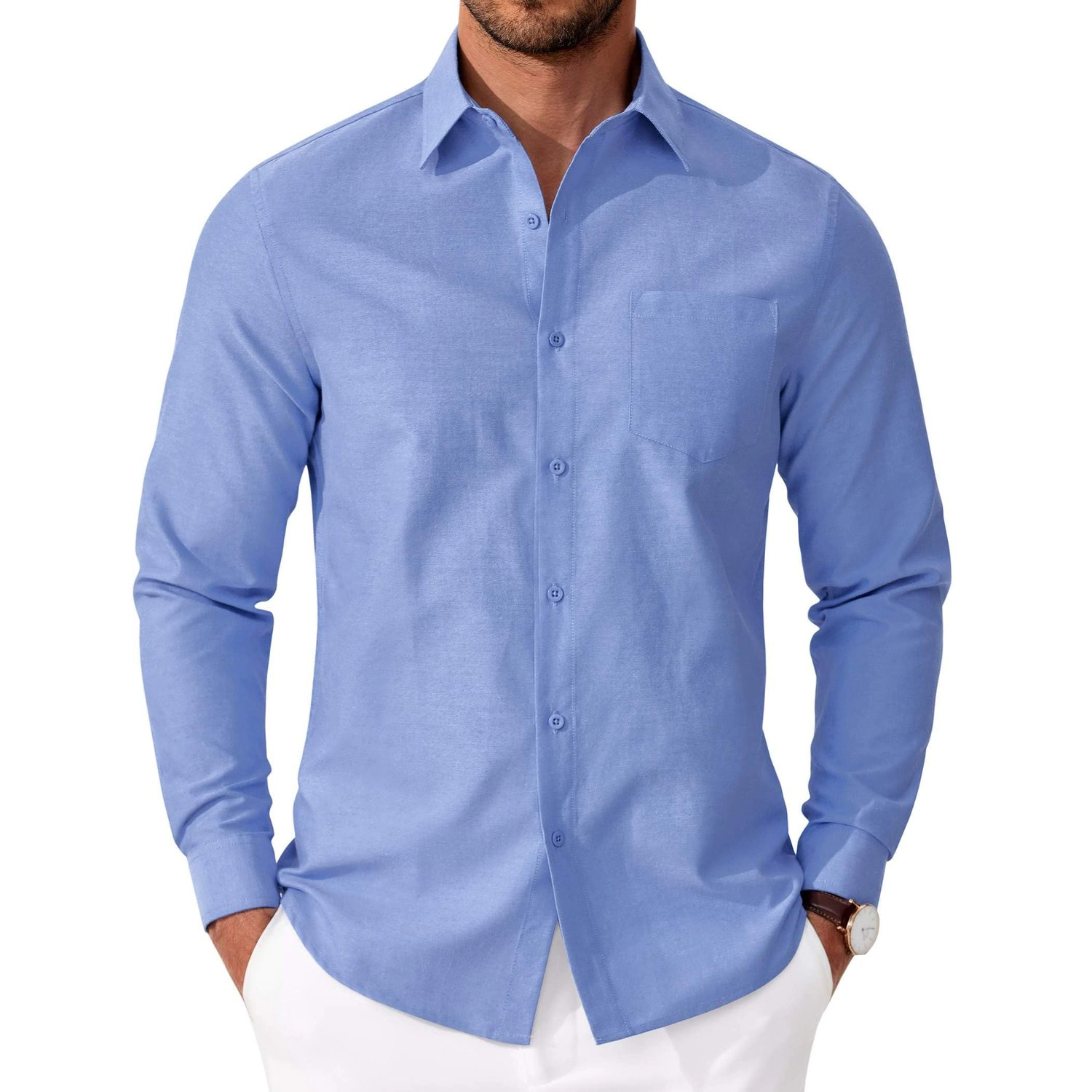 COOFANDY Men's Regular Fit Long Sleeve Button Front Shirt