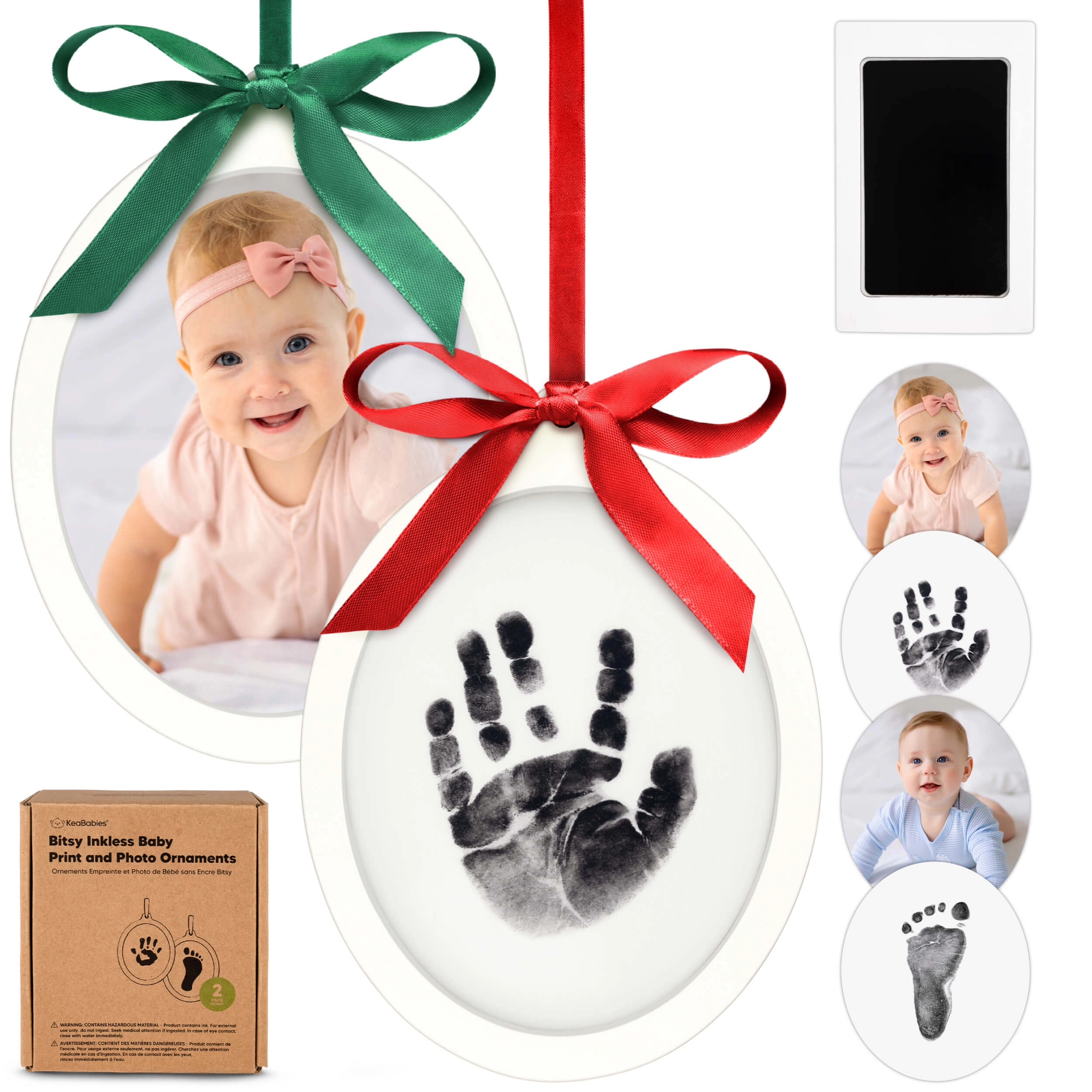 KeaBabies Bitsy Inkless Baby Print and Photo Ornaments