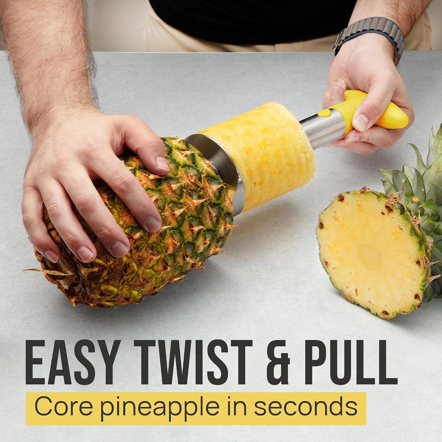 Zulay Kitchen Stainless Steel Pineapple Corer & Slicer + Eye Removal Tool
