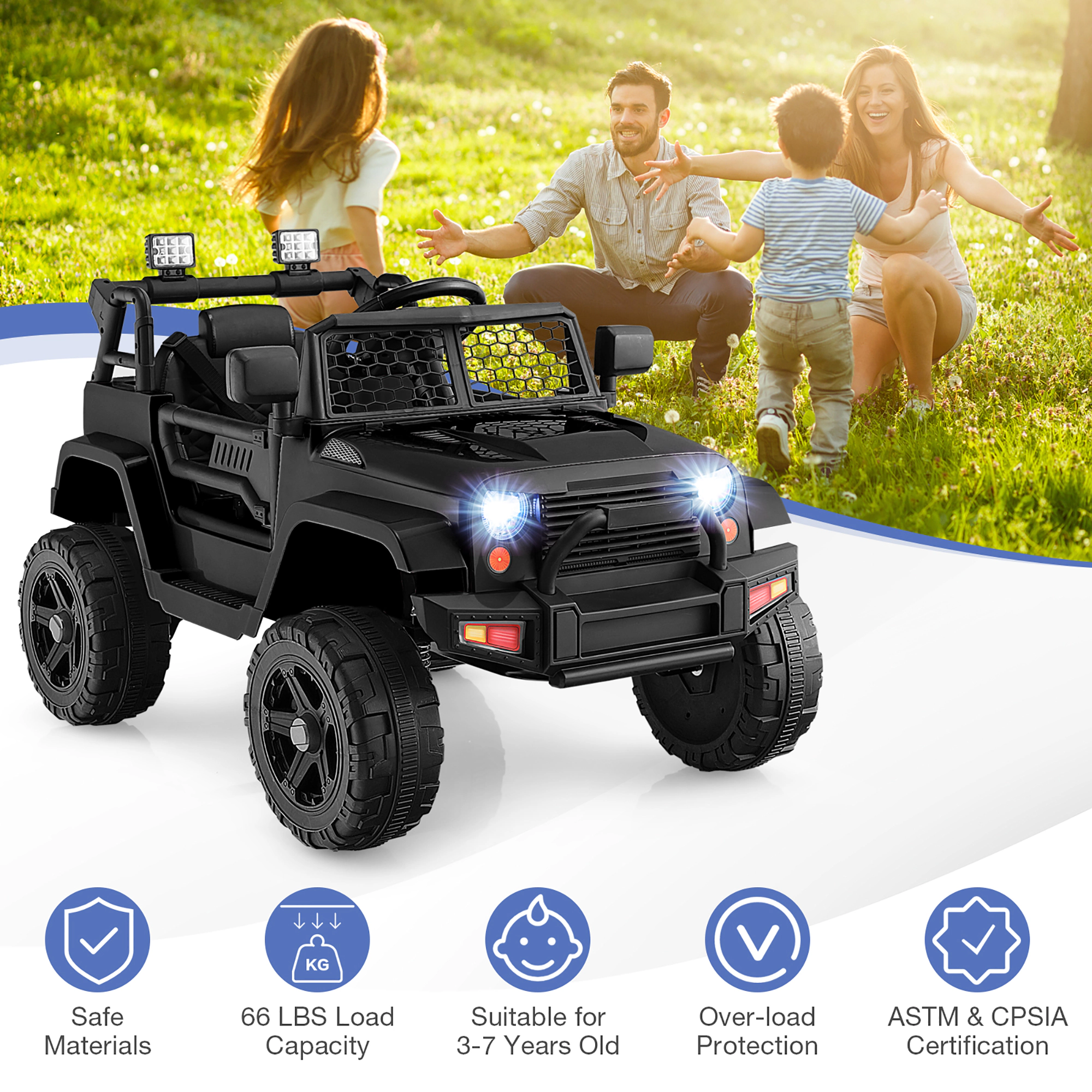Costway 12V Kids Ride On Truck Car Electric Vehicle Remote w/ Music & Light Pink