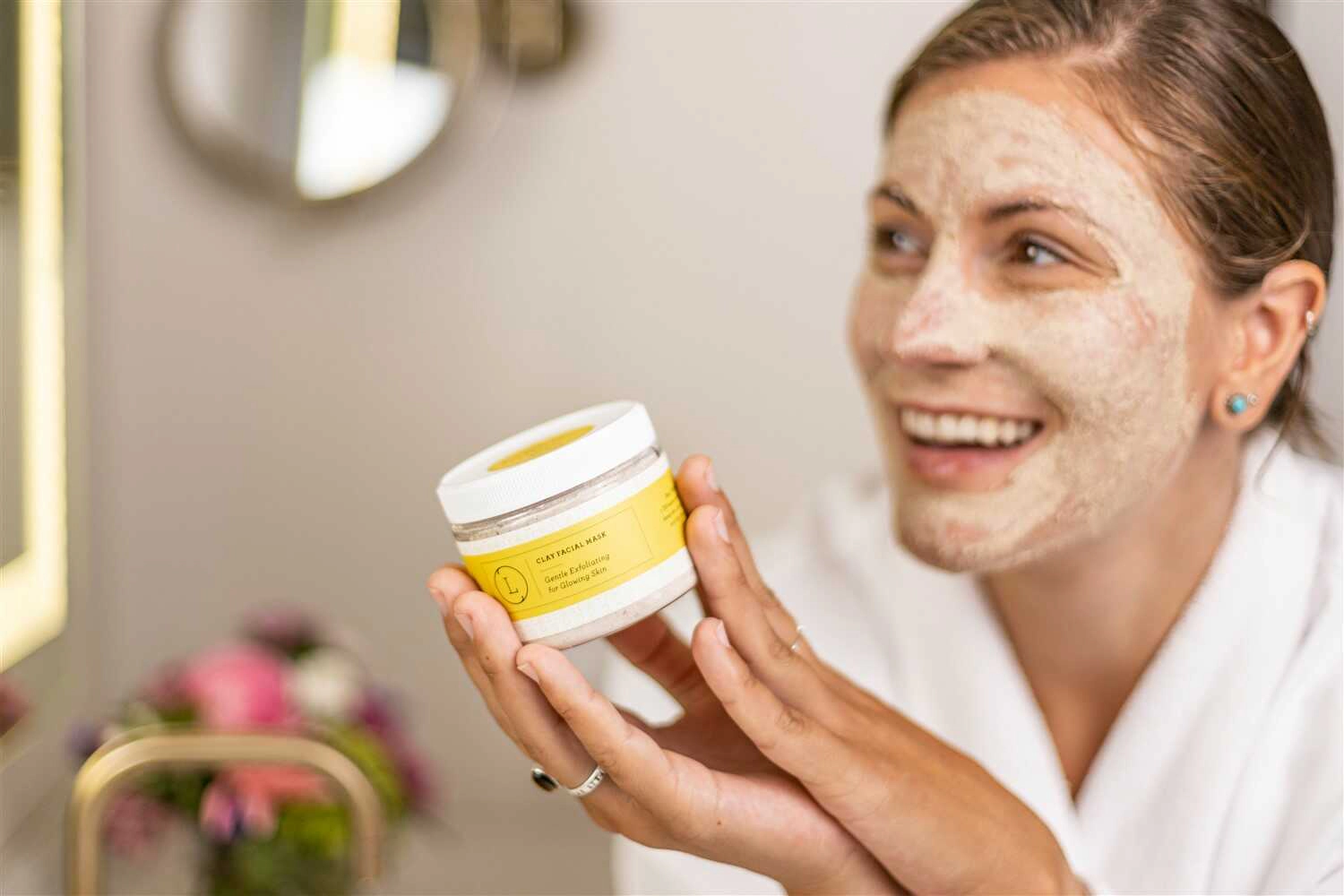 Lizush Natural Clay Facial Mask - Exfoliating Detox Mask for Glowing Skin