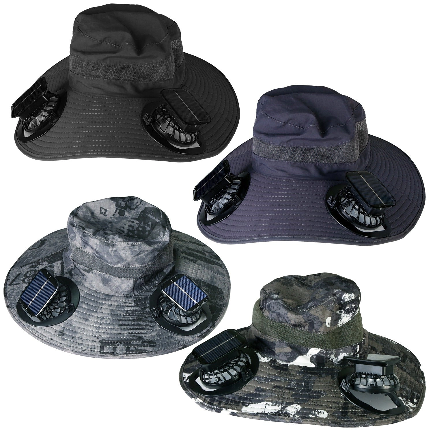 GBruno Solar-Powered Wide Brim Sun Hat With Fans