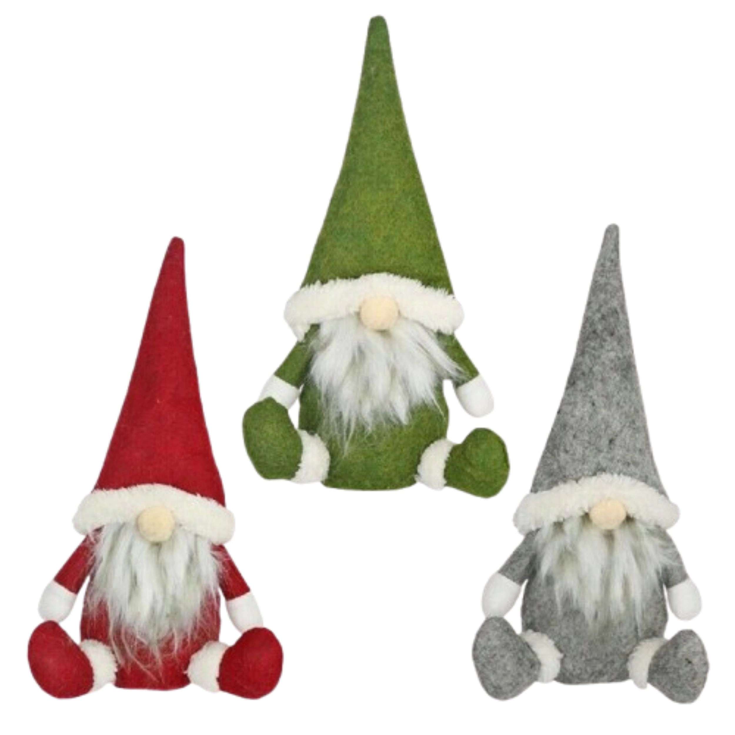 Home Collection Pack of 3 Christmas Faceless Gnome Santa Plush Doll Decorations