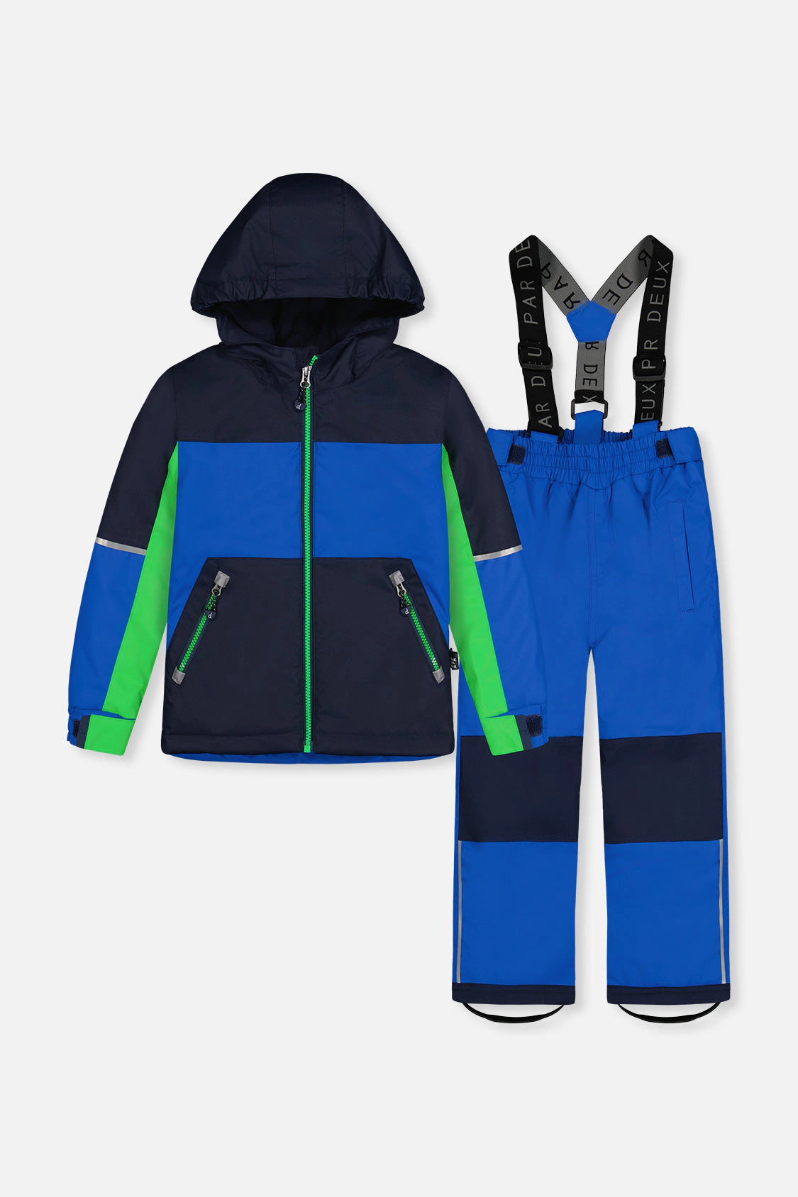 Deux par Boys Colorblock Lightweight Two Piece Snowsuit with Hooded Jacket and Snow Pants