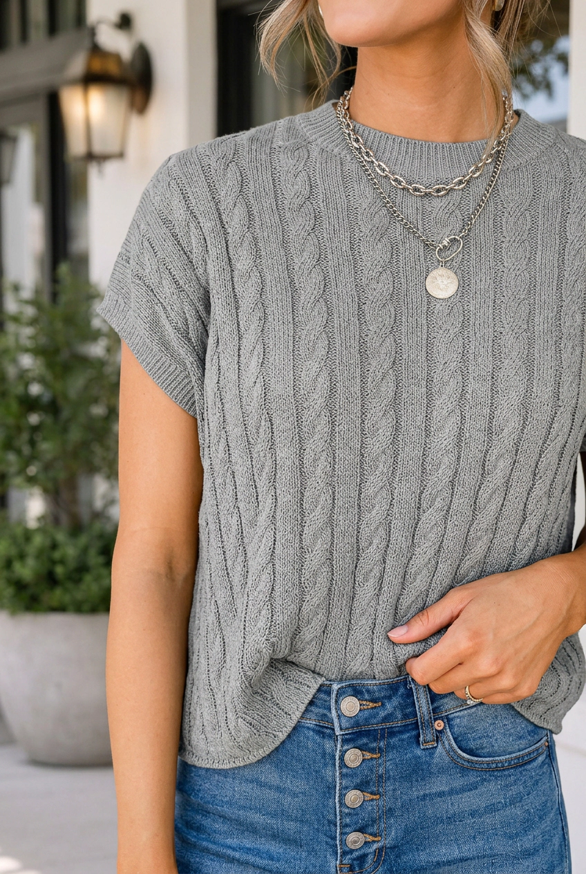 Threaded Pear Keely Short Sleeve Sweater