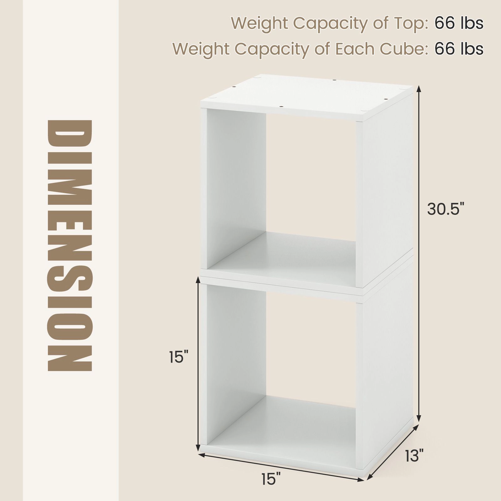 SlickBlue Set of 2 Modular Wooden Cube Shelving Unit for Books & Displays