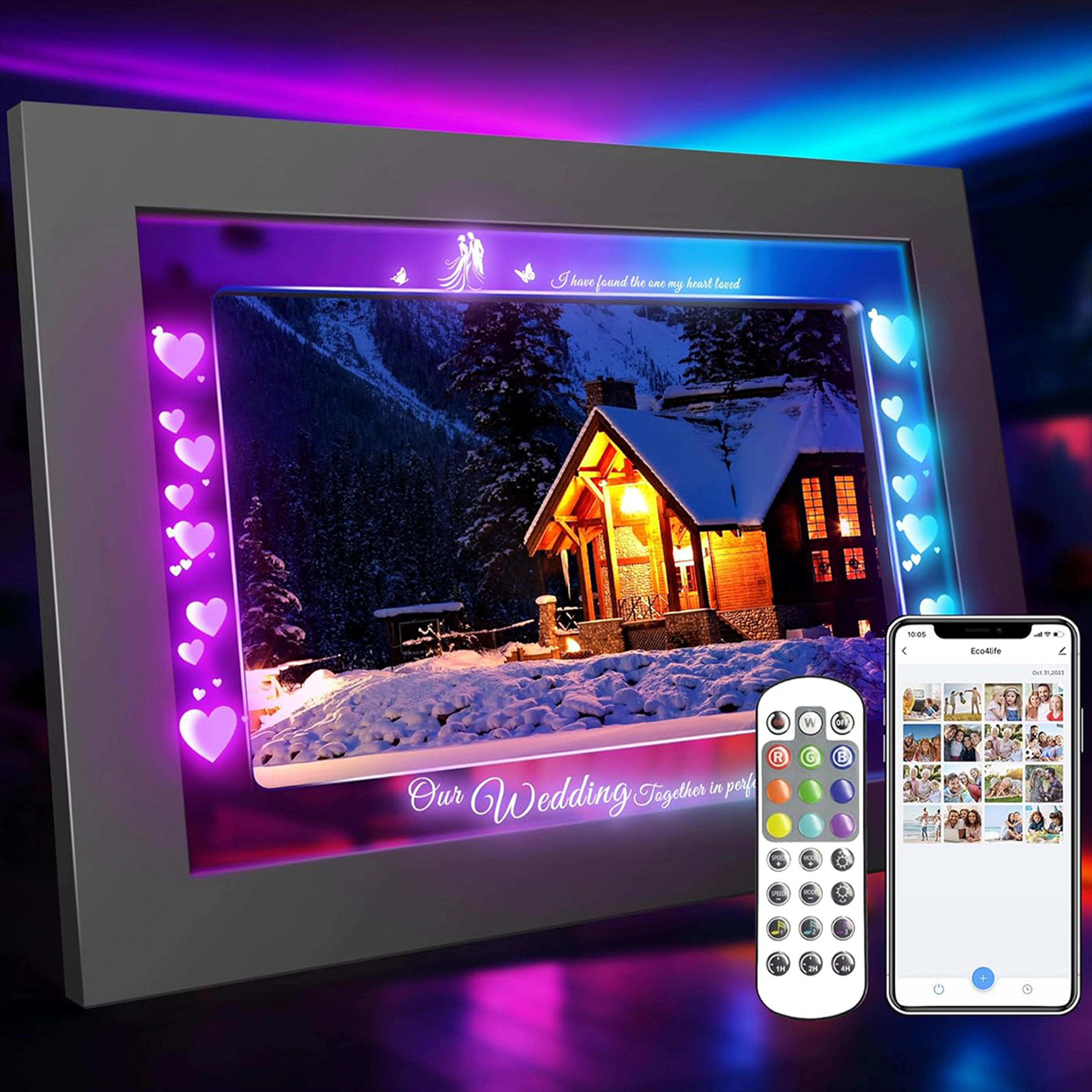 Eco4life 10.1" WiFi RGB Digital Picture Frame Wedding Gift for Women