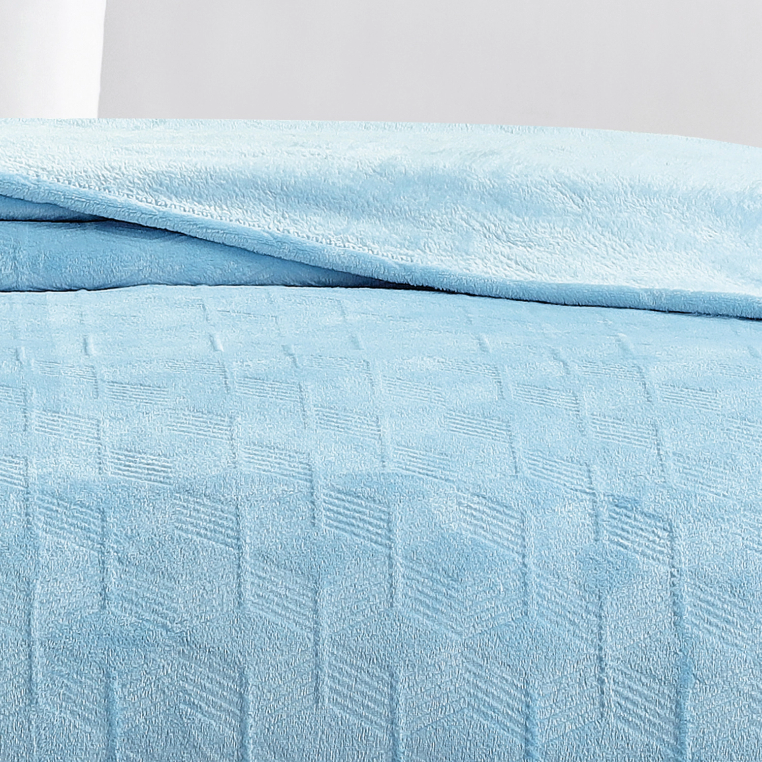 Plazatex Amrani Embossed Blanket Polyester Ultra Soft Plush Bed Blanket Queen 90"x90" Light Blue