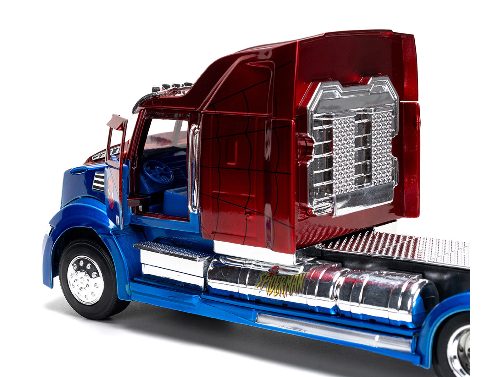 Jada Western Star 57X Truck Tractor "Spider-Man" Blue And Red Metallic "Hollywood Rides" Series 1/24 Diecast