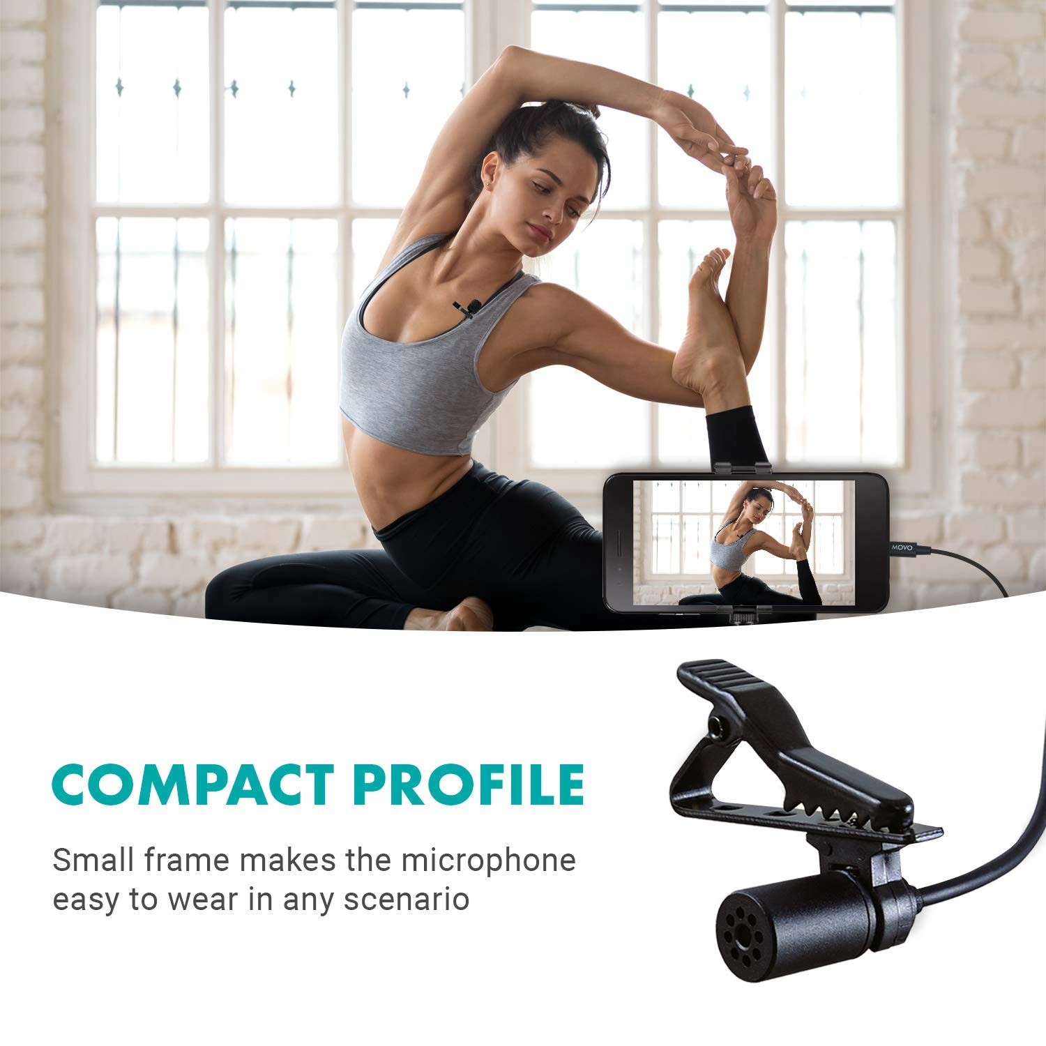 Movo iLav-L Digital Lavalier Omnidirectional Clip on Microphone with MFi Certified Lightning Connector Compatible