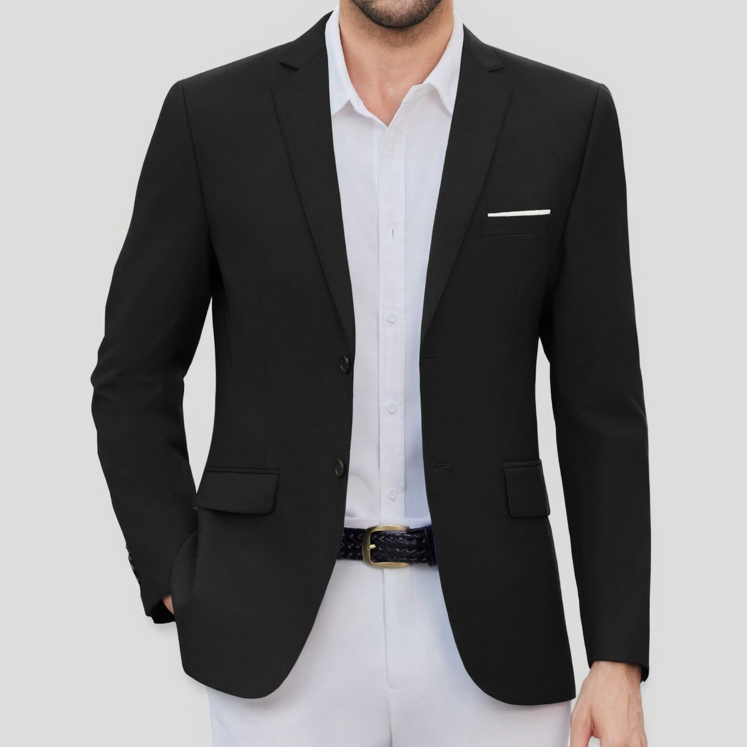 COOFANDY Mens Dressy Long Sleeve Blazer Notched Lapel Two Button Slim Fit Sport Coat