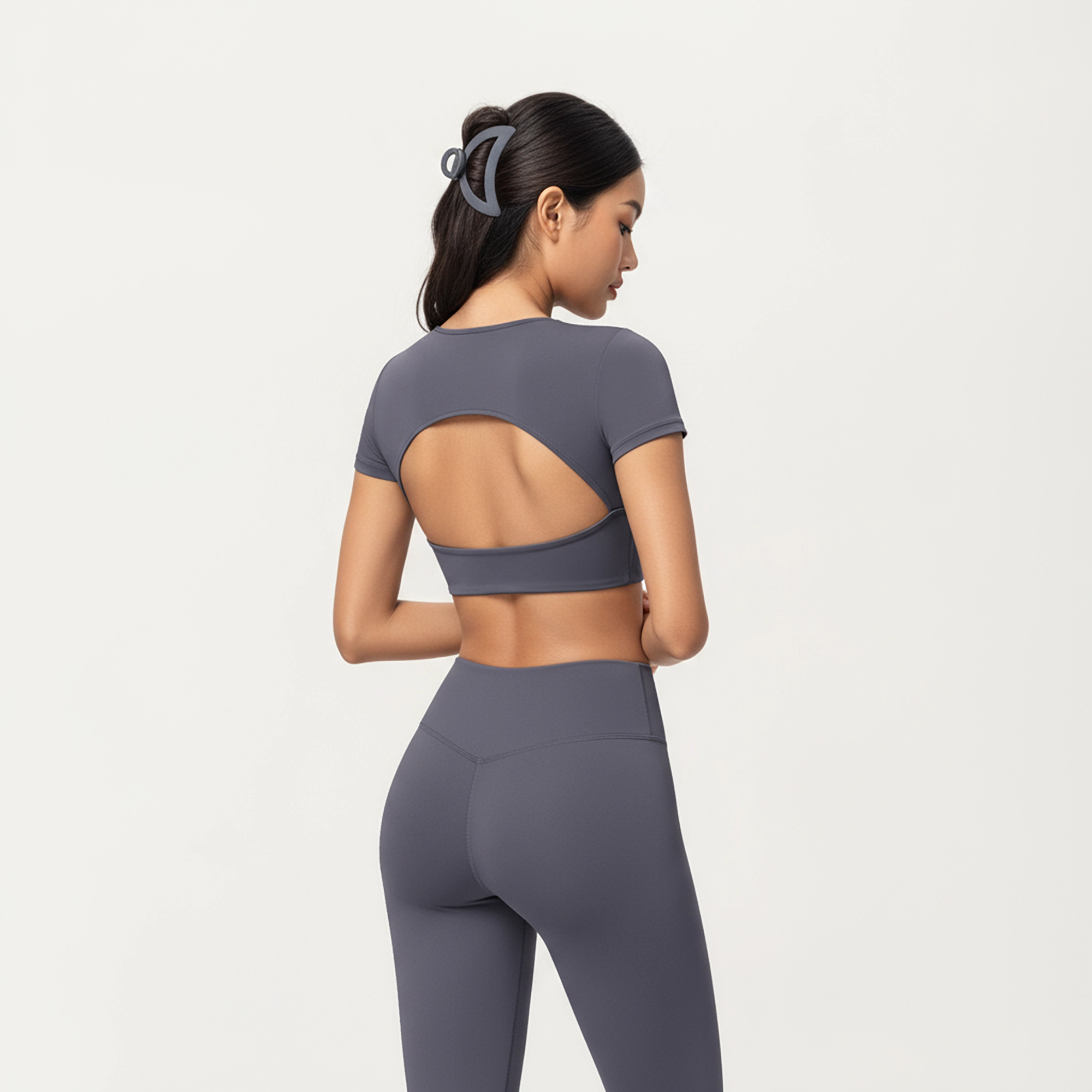 Anna-Kaci Women's Short Sleeve Twist Front V-Neck Crop Active Top