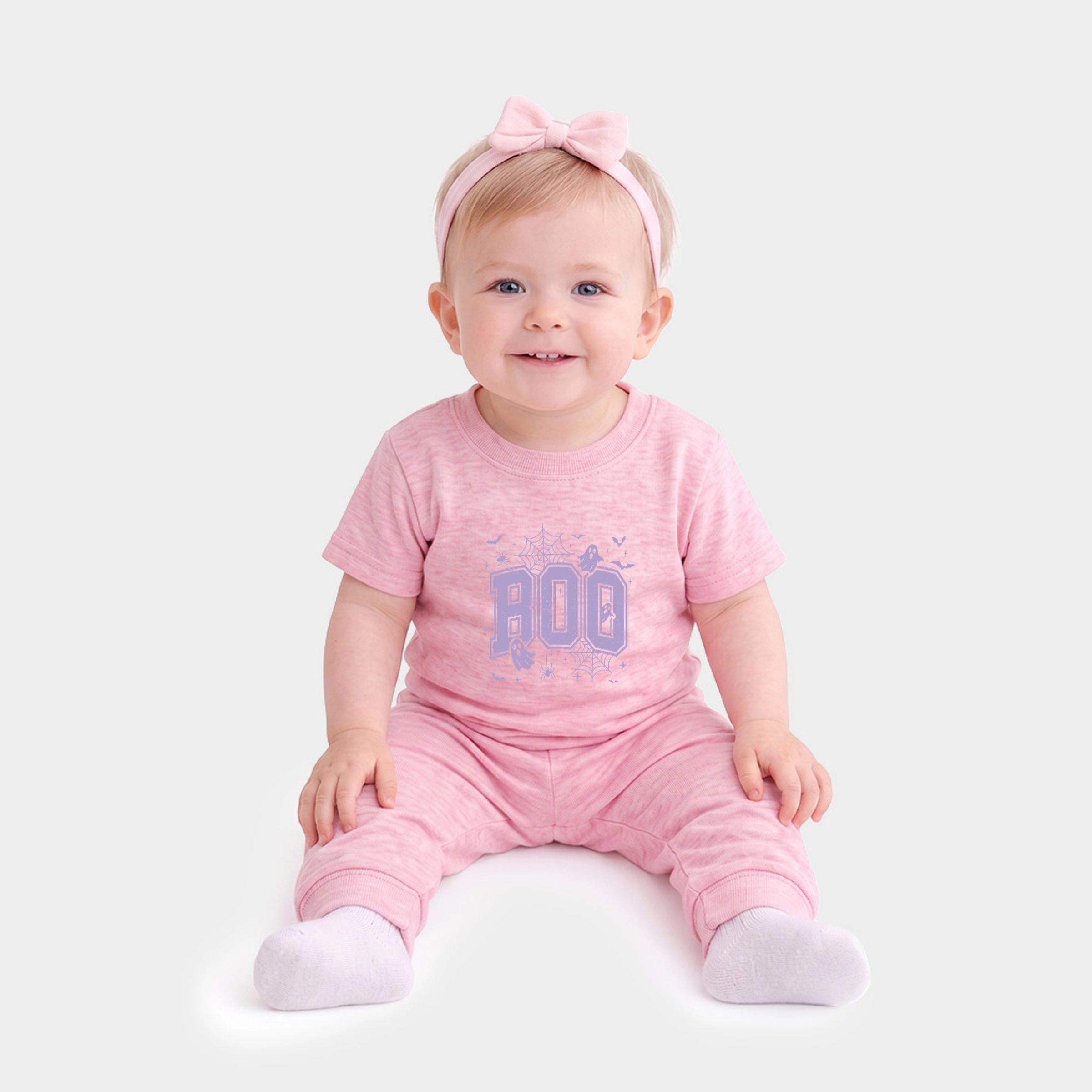 The Juniper Shop - Infant Jogger Pant Crew Set Boo Varsity Ghosts