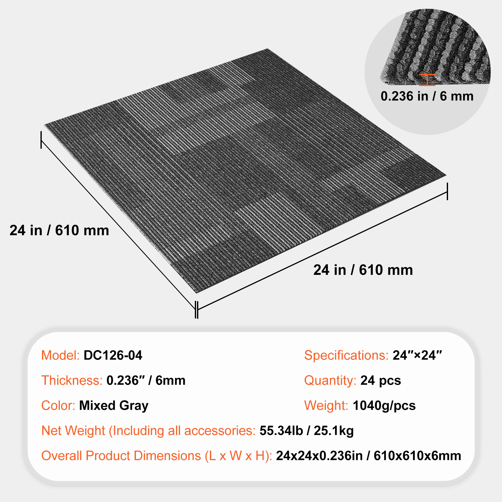 HONGGE Carpet Tiles Reusable Carpet Squares With Padding Attached Soft Padded Carpet Tiles Easy Install DIY for Bedroom