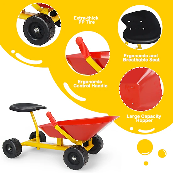 Costway Heavy Duty Kids Ride-on Sand Dumper Front Tipping w 4 Wheels Sand Toy Gift
