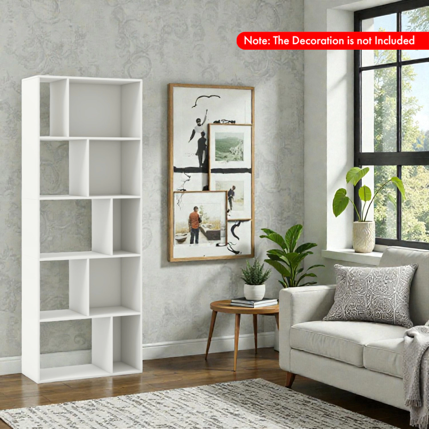 Hivvago Tall 10-Compartment Geometric Bookshelf