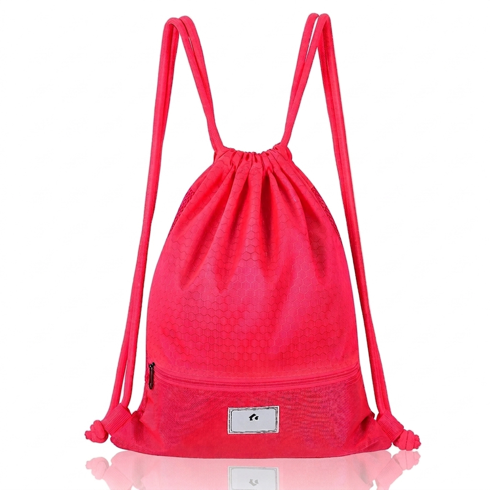SUGIFT Padded Straps Breathable Mesh Back Zippered Drawstring Gym Sack Backpack 17-in x 14-in 14-in x 6-in Pouch Pink