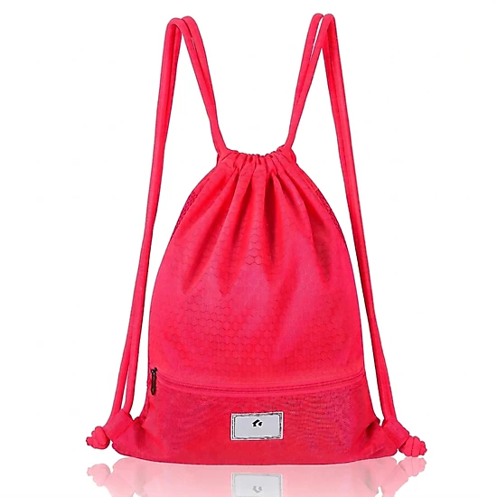 SUGIFT Padded Straps Breathable Mesh Back Zippered Drawstring Gym Sack Backpack 17-in x 14-in 14-in x 6-in Pouch Pink