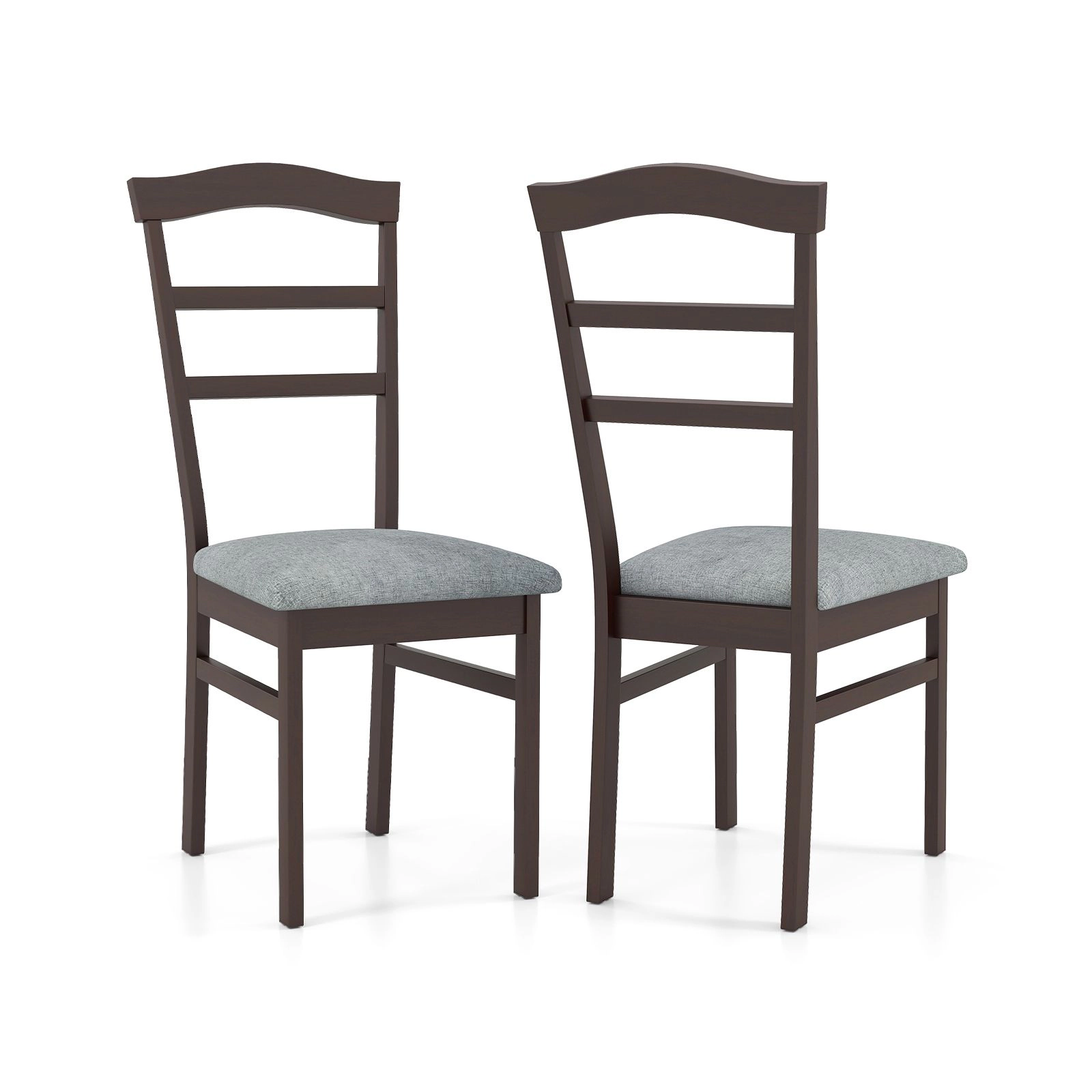 SlickBlue Mid Century Dining Chairs, Ladder Back, Rubber Wood Frame