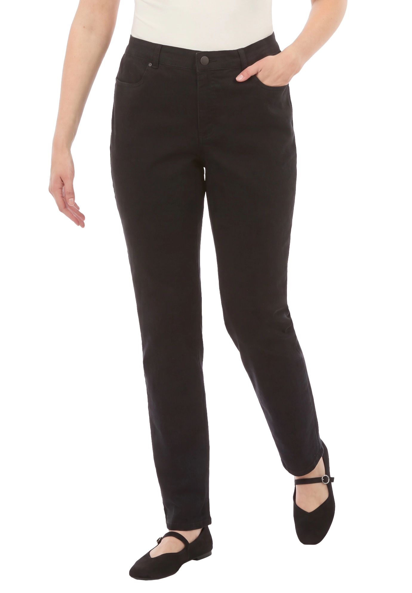Woman Within Plus Stretch Straight-Leg Clean Jeans