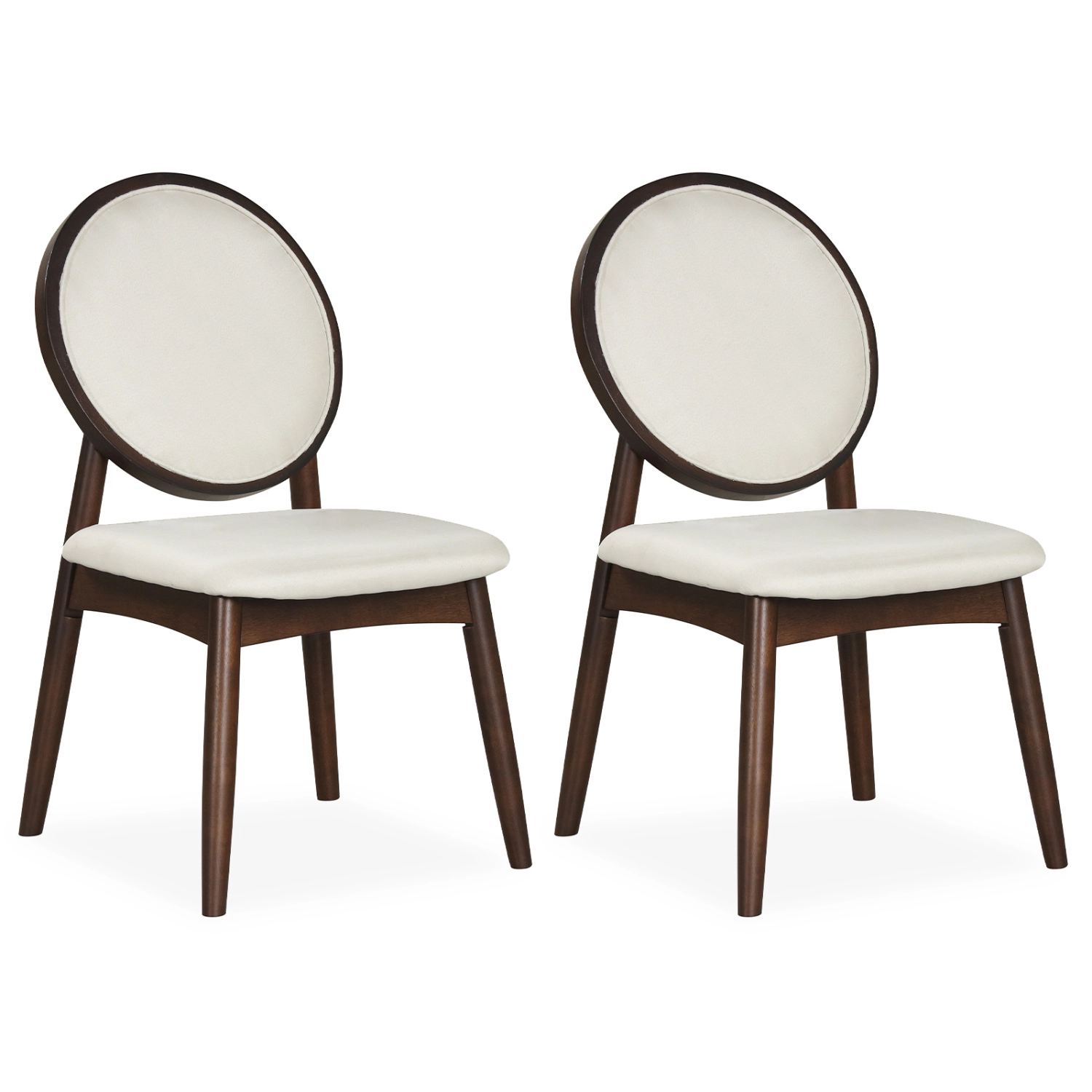 LJG Set of 2 Upholstered Linen Fabric Kitchen Side Chairs with Padded Seat