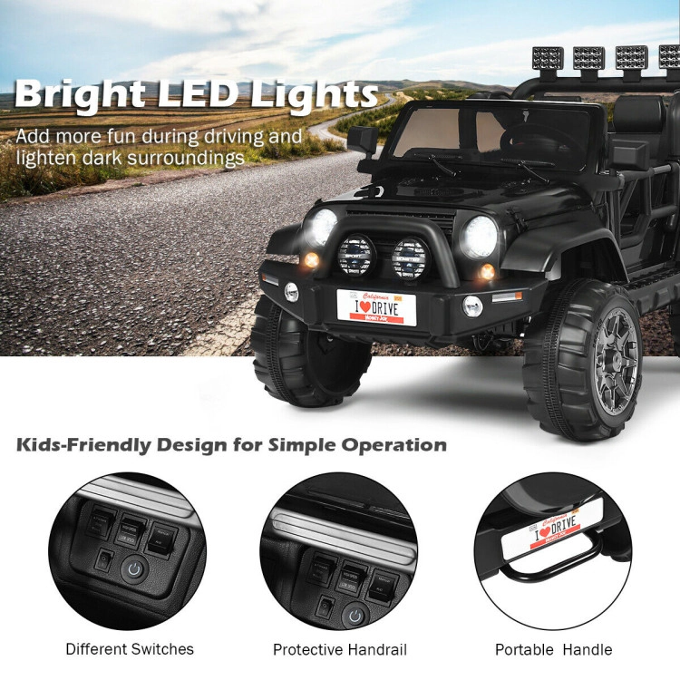 Hivvago 12V 2-Seater Ride on Car Truck with Remote Control and Storage Room