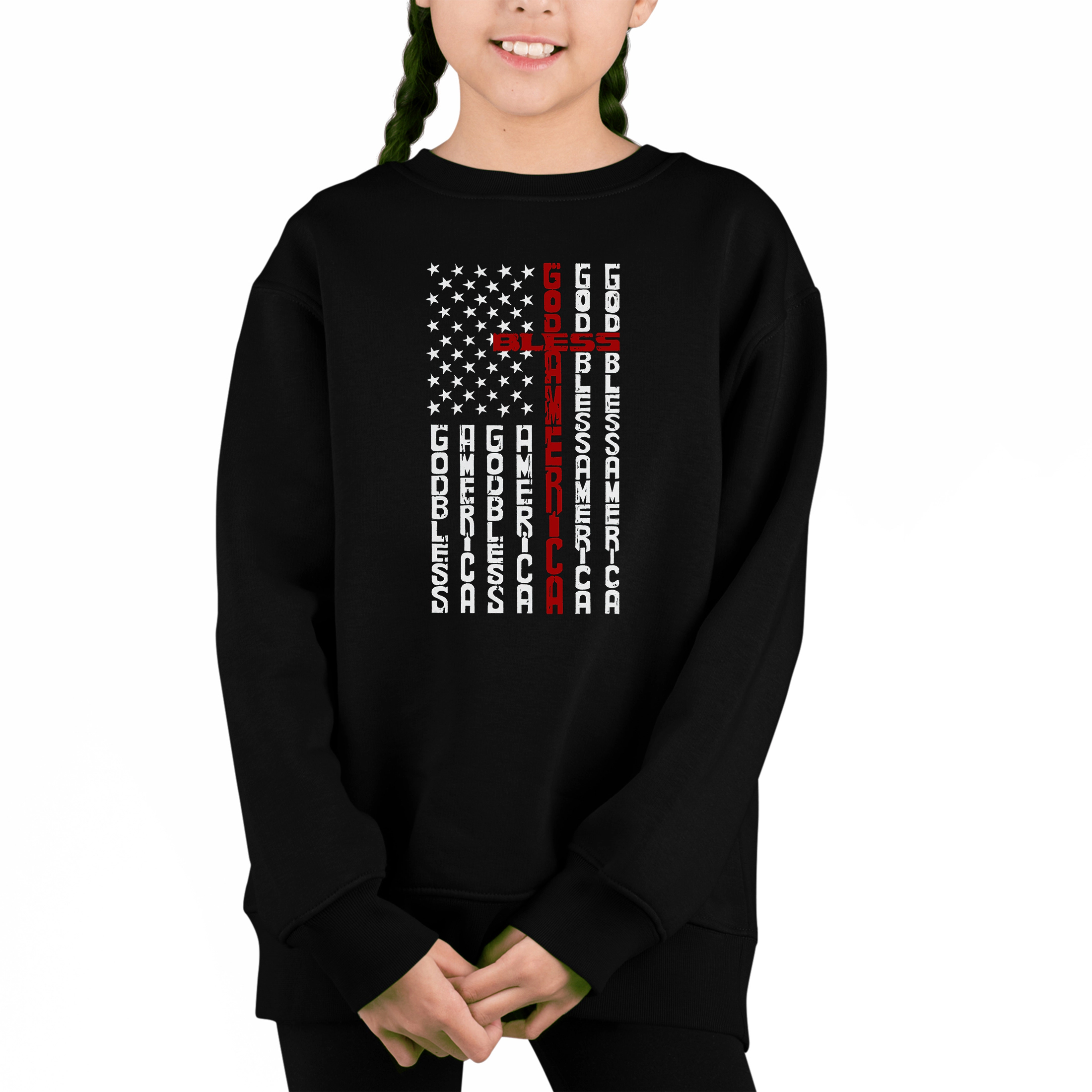LA Pop Art Girl's Word Sweatshirt - Cross Flag