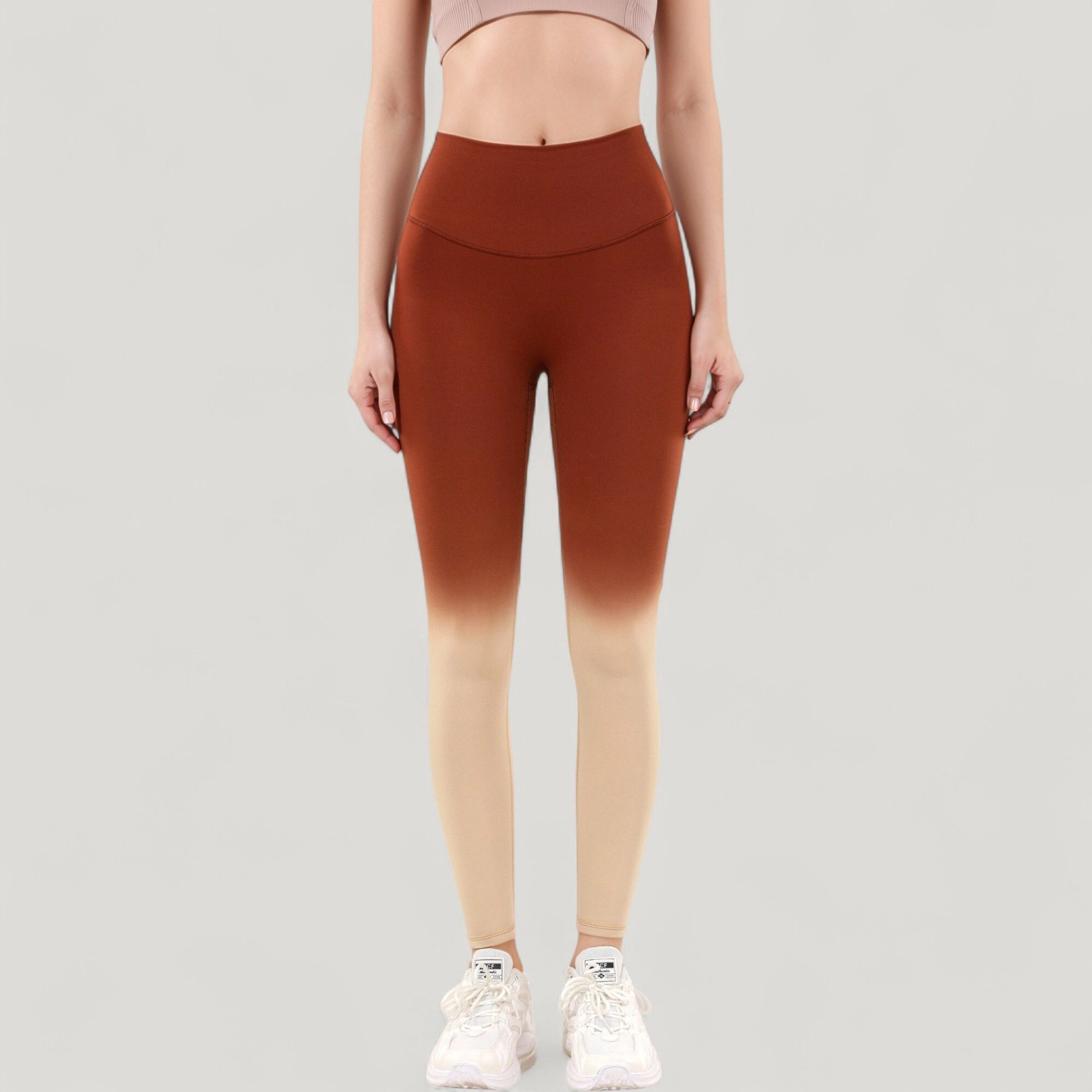 Anna-Kaci Active Women's High Waist Ombre Gradient Seamless Leggings with Wide Waistband