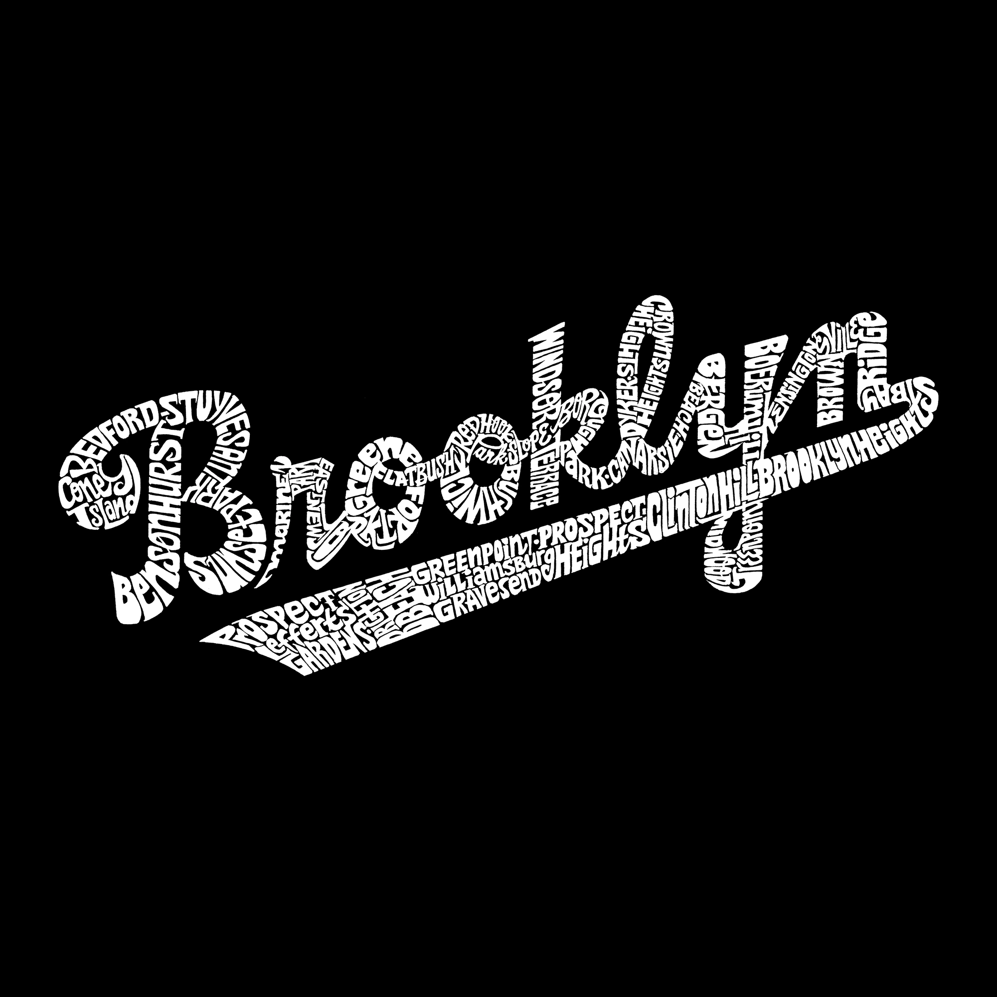 LOS ANGELES POP Art Men’s Cotton/Poly Word T‑Shirt - Brooklyn Neighborhoods