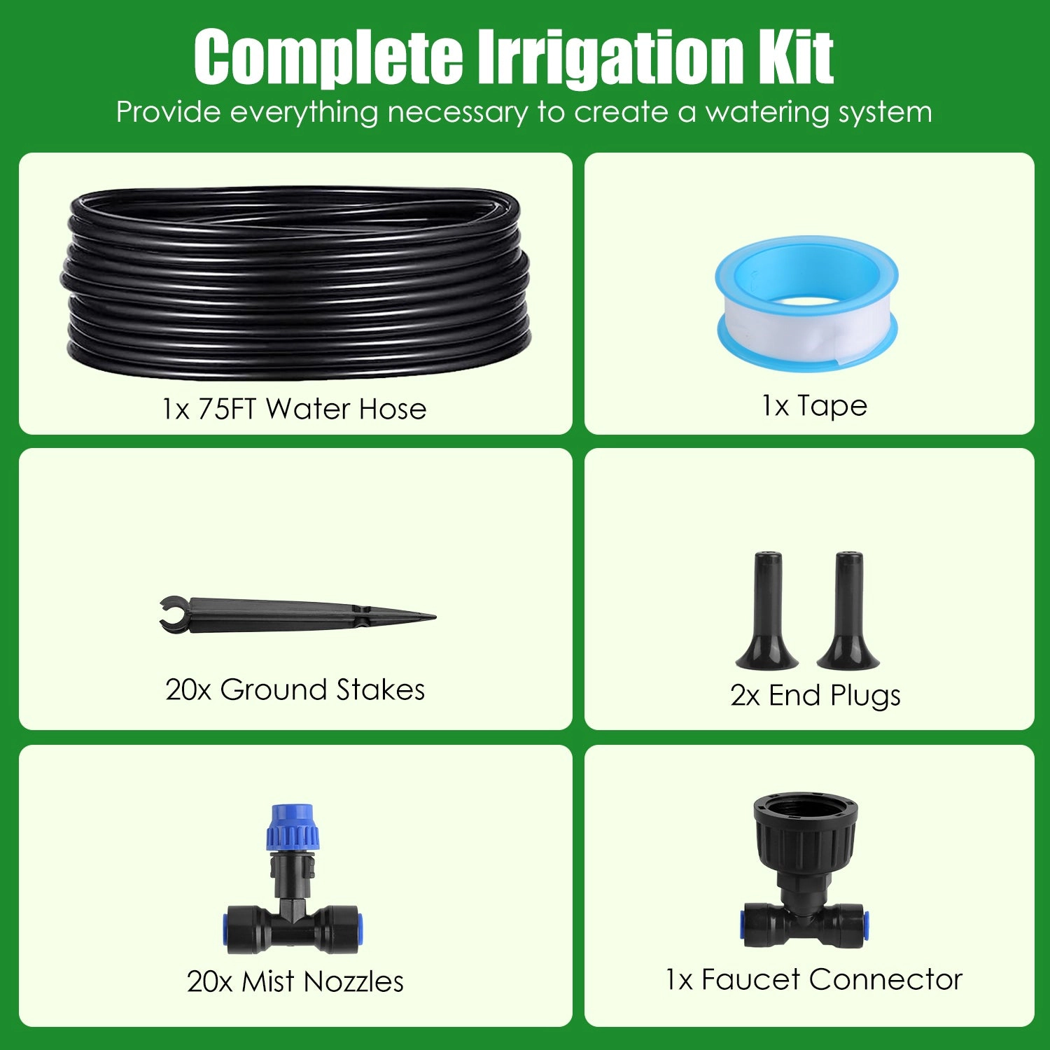 GBruno 75ft Drip Irrigation System With Misting Nozzles