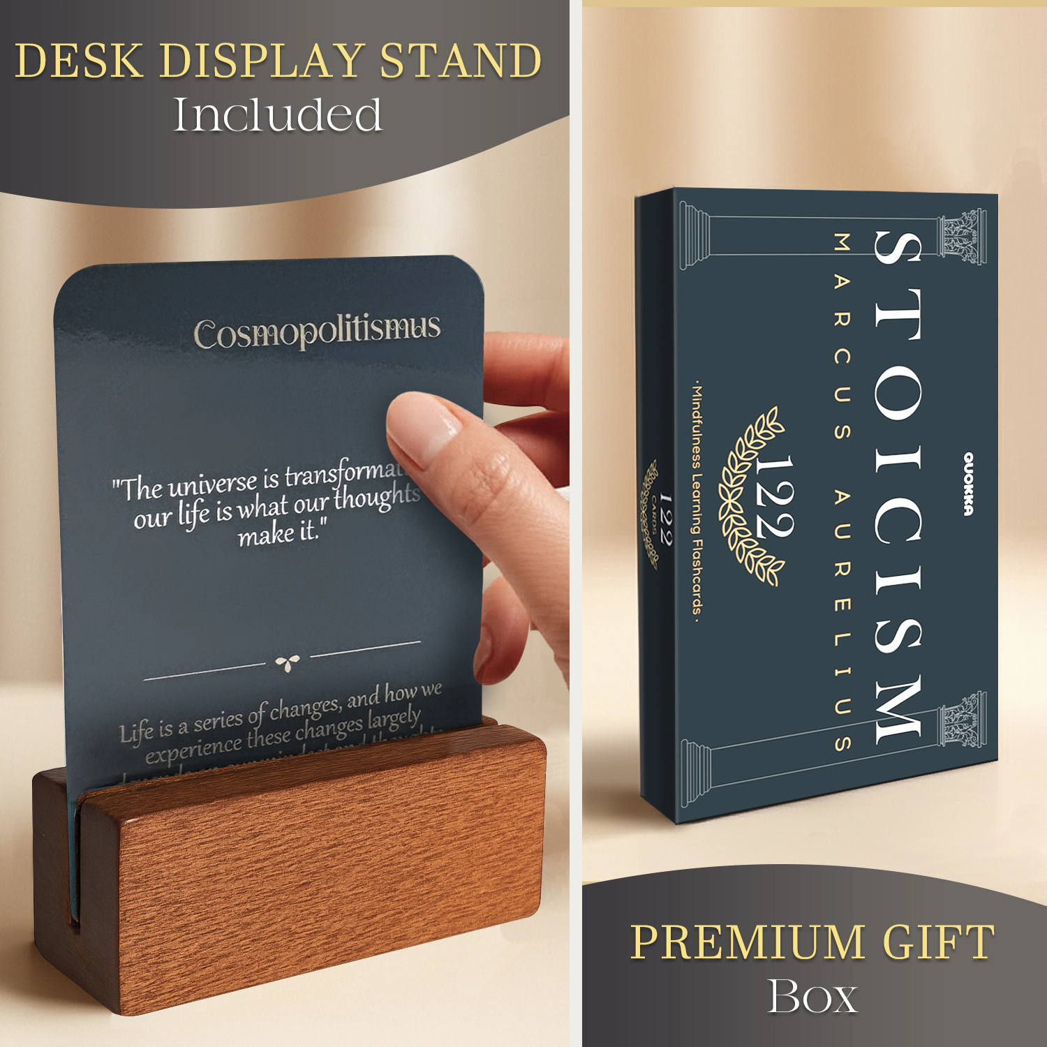 QUOKKA Stoicism Daily Desk Calendar – Inspirational Quotes & Reflection Prompts for Mindfulness and Self-Improvement