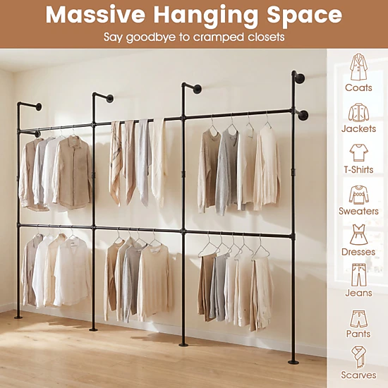 Hivvago Pipe Wall Mount Garment Rack