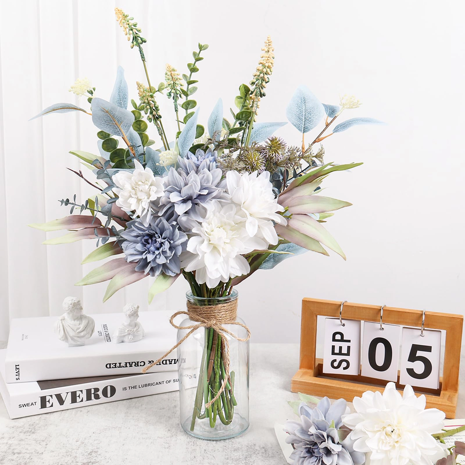 PUPWE Artificial Flowers Bouquet Vase Home Decor